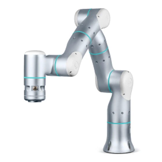 Flexiv Rizon 7-axis robot arm in brushed silver with white joint caps and cyan accent rings, reaching forward with a cylindrical tool on the end — Robot Arms
