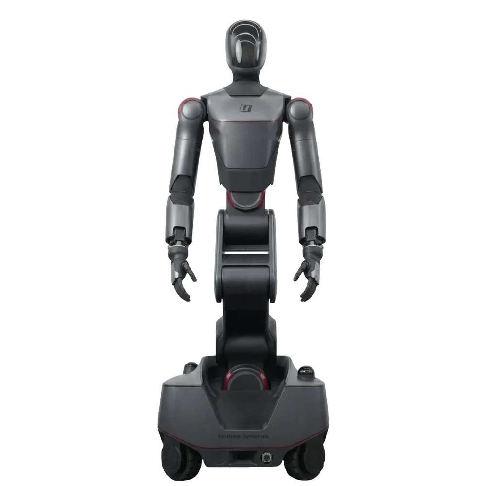 Galaxea Nexo wheeled dual-arm humanoid with a dark grey torso and red accents on a compact wheeled base — Humanoid & General Purpose